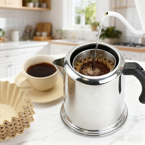 Image of Percolator Coffee Filters Compatible with Farberware Coffee Percolator, 200 Pcs Disposable Perforated Brown Filter Paper for Farberware 12 Cup Cuisinart 12 Cup