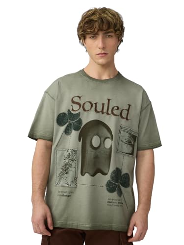 Image of The Souled Store Mr. Soul Men and Boys Short Sleeve Round Neck Purple Graphic Printed Cotton Oversized T-Shirts