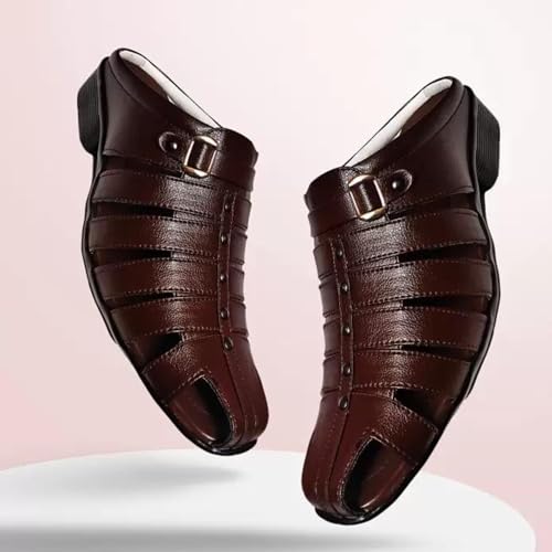 Image of Men's Fashion Sandals - Comfortable Fisherman, Premium PU Padding, Synthetic Leather, Closed-Toe Summer Outdoor Sandals, Stylish and Durable Footwear