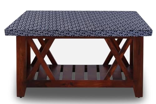 Image of The Furnishing Tree Elastic Rectangular Center Tpoy Table Cover WxL 24x36 in Inches Polyester Leaf Pattern Blue