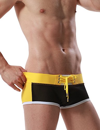 SEOBEAN Mens Low Rise Sexy Sport Swimwear Trunk Boxer Brief Bikini Swimsuit (Medium(28-31