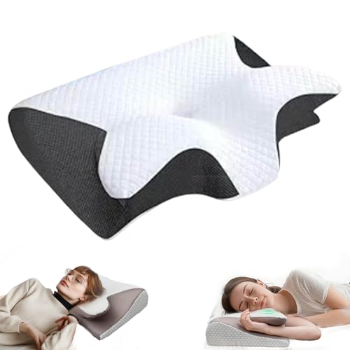 Homizo Almohada Cervical de Espuma Viscoelastica, Almohada Cervicales y Cuello, Almohadas Ortopédica Ergonómica de Soporte, Adecuado para Todas Las Posiciones para Dormir (Negro)