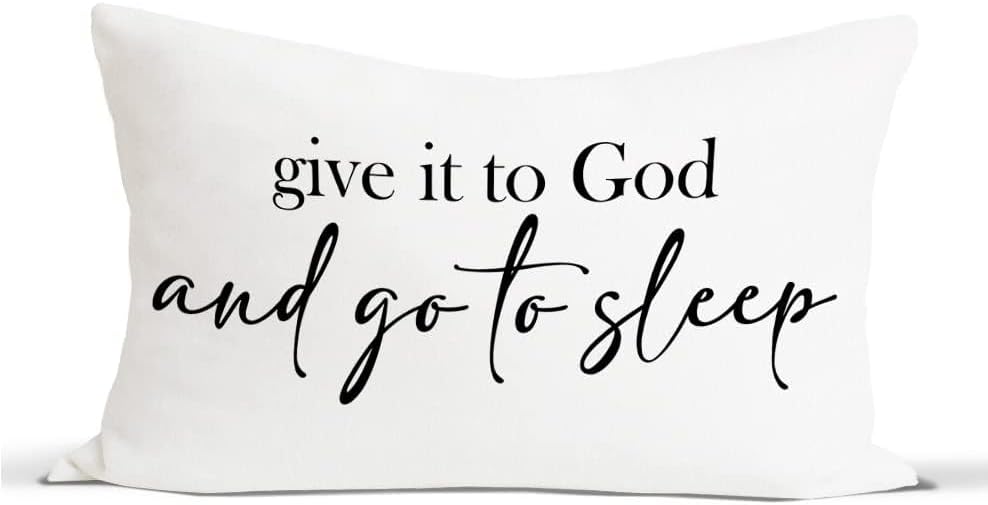 Miniatura 2 de Rusenbao Fundas de almohada con texto en inglés "Give it to God and Go to Sleep", fundas de almohada decorativas para cama, funda de almohada de 12