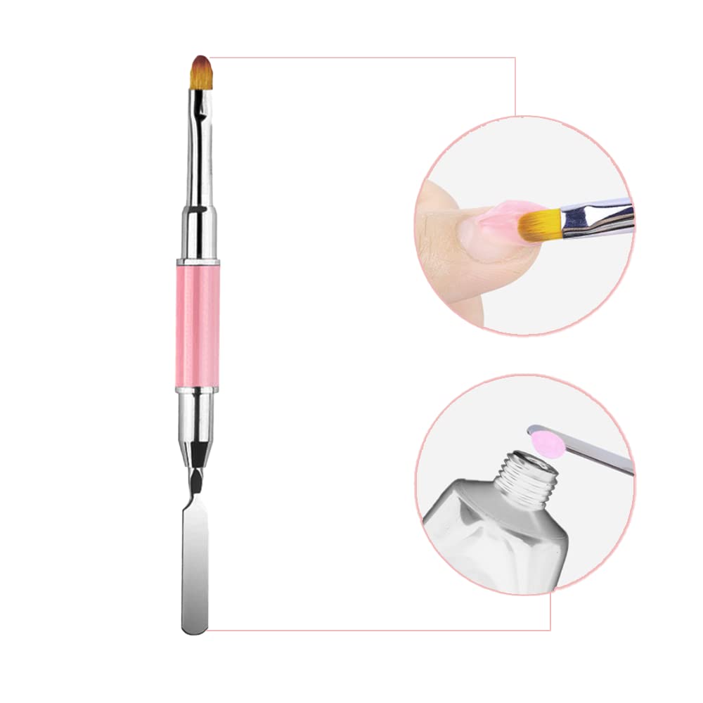 Dual-ended Nail Art Penna, Pennello Gel Unghie Ricostruzione, 2 in 1 Nail Art Brush Dual Ended, Unghie Dual End Pennello in Gel, Strumento Per Manicure Fai Da Te
