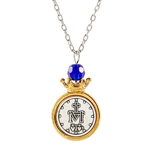 Religious Necklace, Miraculous Medal Crown Pendant with 18 Inch Chain2