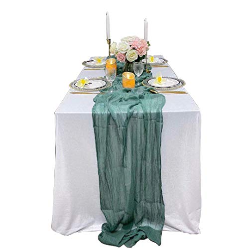 Ehldekol Cheesecloth Gauze Table Runner,Wedding Decor Arch Draping,Gauze Event Centerpiece Runner, Bridal Shower Runner(Eucalyptus,13Ft) #TOP7