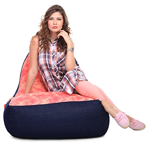 Image of Style Homez Urban Design Denim Canvas Abstract Printed Chair Bean Bag XXL Size Filled with Beans Fillers
