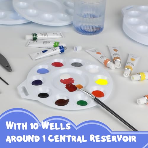 Image of Halobios Paint Tray Palettes, Plastic Paint Pallets with Hanging Hole for Children or Students to Paints on School Project, Art Class or Have a Birthday Painting Party -12pcs (Pack of 2)