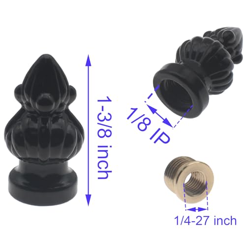 Image of 1 Pcs Lamp Finial Cap Knob 1-3 /8 inch High Lamp Decoration for Lamp Shade Retro Lamp Head Decorative Cover (Black)