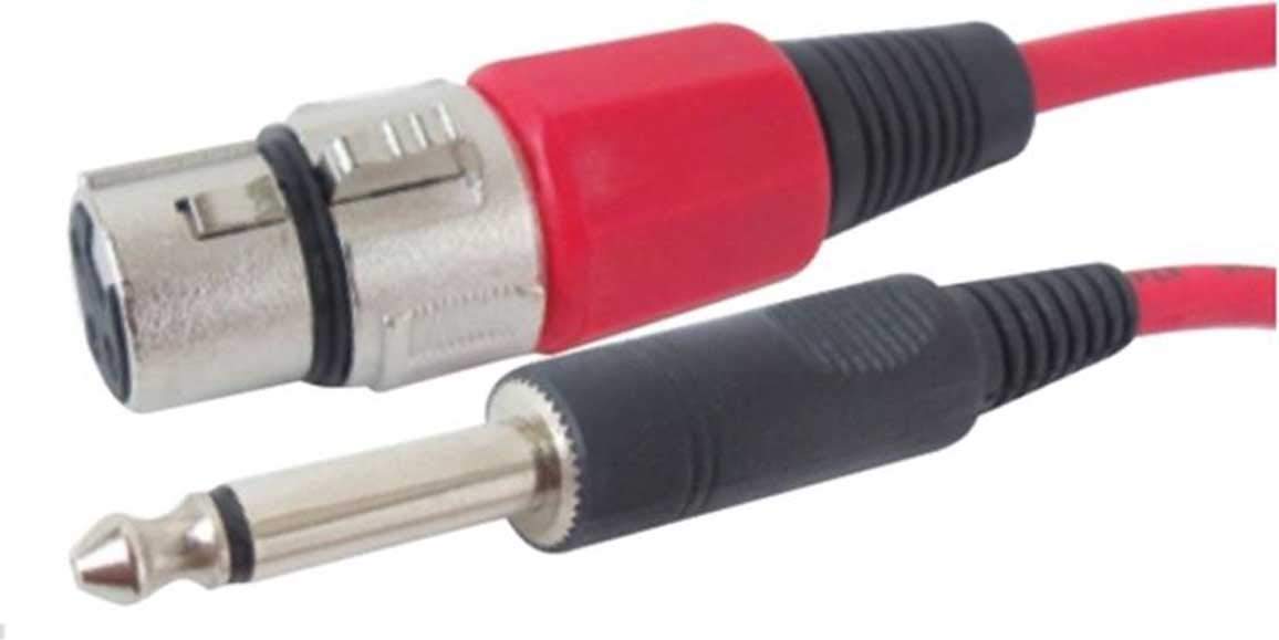 6.3 mm mono male to mic female 3 pin xlr 5 meter microphone cable (black, red)
