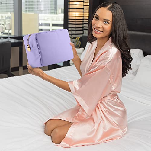 Dancour Large Makeup Bag - Travel Toiletry Bag For Women - Purple Makeup Bag - Large Makeup Pouch - Nylon Cosmetic Pouch Bag - Makeup Organizer - Big Makeup Bag Preppy Make Up Bag For Women And Girls #TOP1