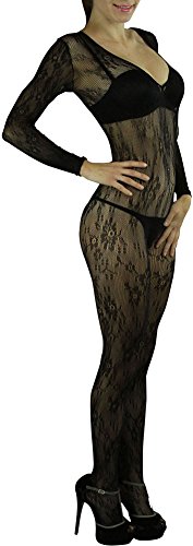 Image of ToBeInStyle Women's Long Sleeve Bodystocking Bodysuit Lingerie Regular & Plus Sizes