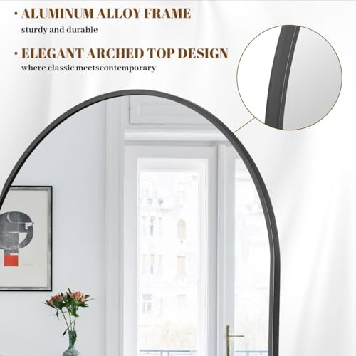 Image of Koonmi 77x38 Arched Full Length Mirror, Floor Mirror with Stand