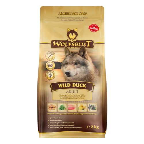 WOLFSBLUT – Wild Duck Adult | Trockenfutter mit Superfoods für ausgewachsene Hunde. Getreidefreies Alleinfutter ohne Zusatzstoffe im Beutel | 2kg Ente