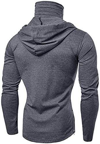 Mens Gym Thin Hoodie Long Sleeve Hoodies with Mask Sweatshirt Hooded Tops (Color : Grey, Size : Large)4