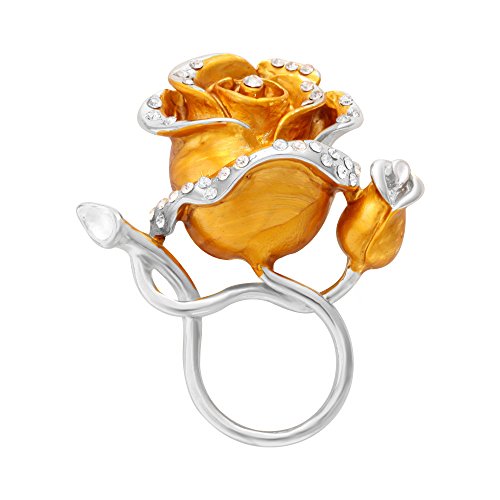 Image of Luxury Gold Plated Enamel Rose Flower Magnetic Eyeglass Holder Clip Brooch Jewelry for Shirt
