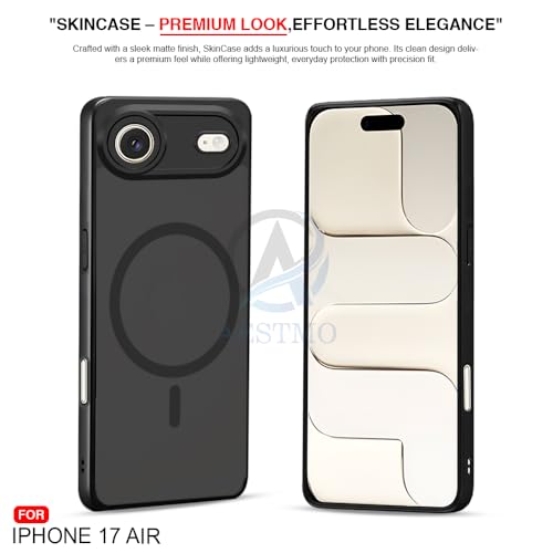 Image of AESTMO iPhone 17 Air Back Cover | 360 Protection | Matte Frosted Hard Back Translucent | Compatible with MagSafe Accessories (MagSafe Matte Hard Black Bumber)