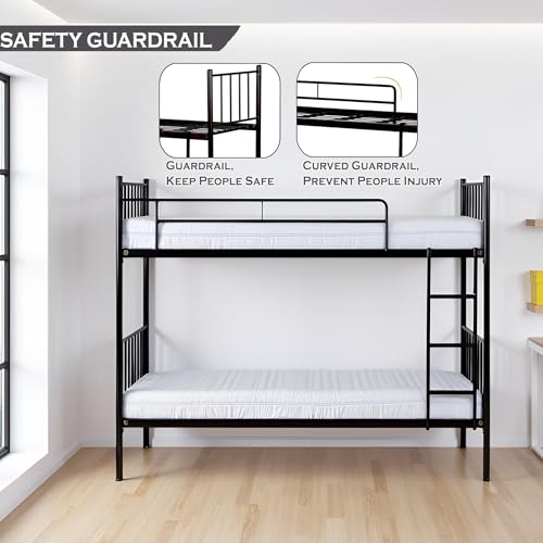 Image of Spacecrafts Twin Metal Powder Coated Space Saving Guest Bed | 1+1 Metal (Mild Steel) Bunker Cot Bed - Single - Frame only | Mattress not Included (Size: L:198, W:81, H:167 CM)