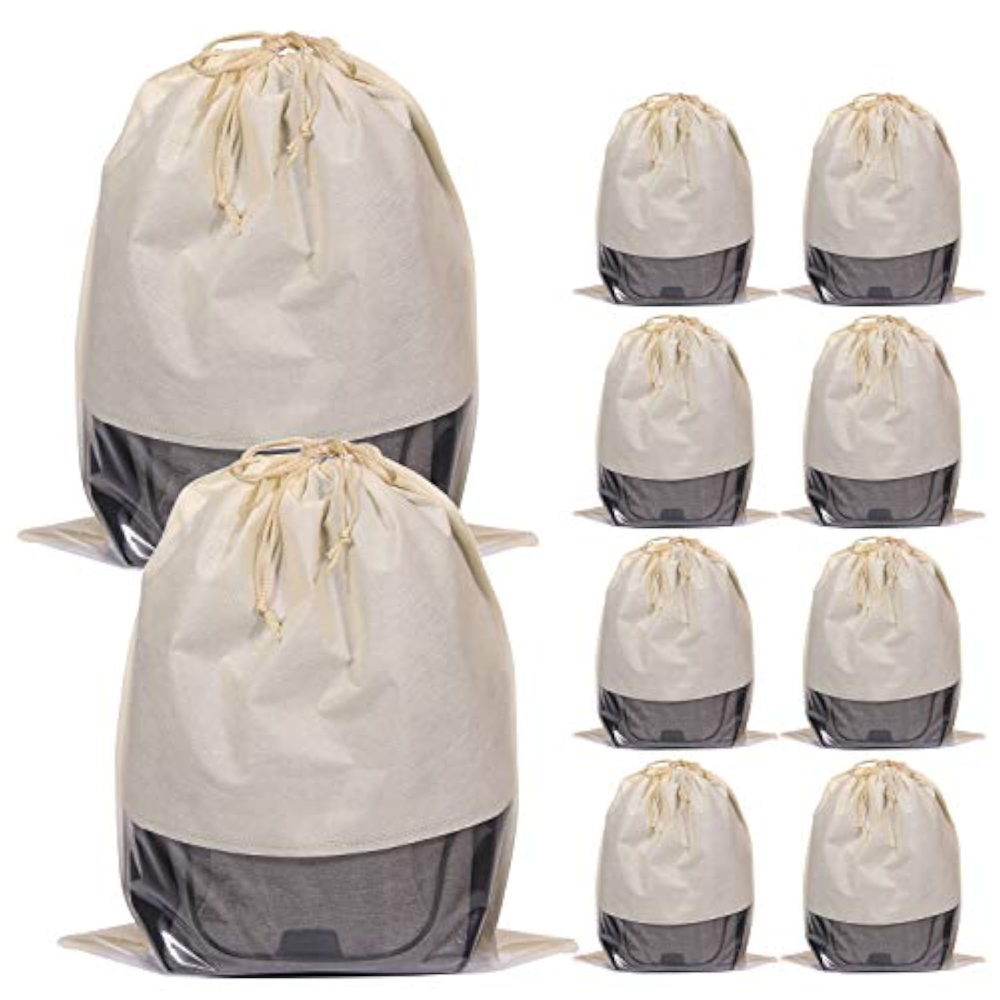10 Pack Jumbo Dustproof Drawstring Bags for Storage