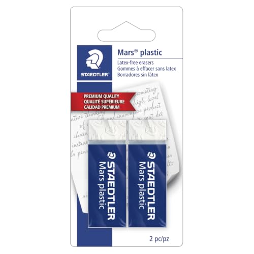 Image of STAEDTLER Mars Plastic Vinyl Erasers (2-Pack), White Erasers for Clean & Precise Results - Latex-Free, Minimal Crumbling, Made in Germany