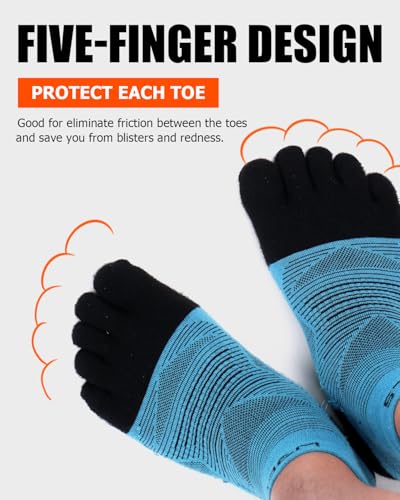 Image of WRELS Coolmax Toe Socks for Men Women,Athletic High Performance Cushion Crew Socks for Running Working(3 Pairs)