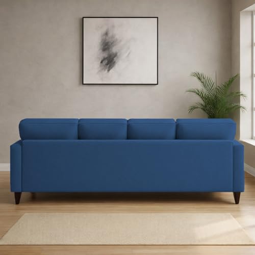 Image of Carlos RHS 4 Seater L Shape Sofa Set for Living Room & Home Office Furniture, Modern Durable Sectional Corner Sofa Couch, Premium Fabric Comfortable Seating with Strong Frame (Blue)