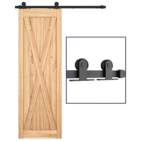 SMARTSTANDARD 5ft Heavy Duty Sturdy Sliding Barn Door Hardware Kit -Smoothly and Quietly -Easy to Install -Includes Step-by-Step Installation Instruction Fit 30" Wide Door Panel (T Shape Hanger) Cover