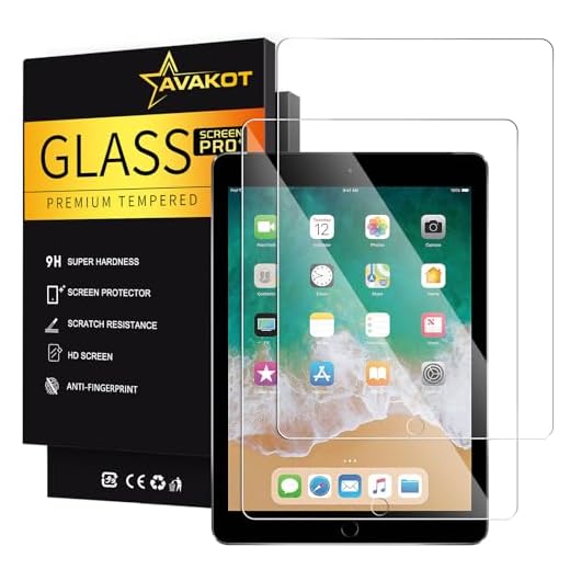 avakot-2 Pack Screen Protector for iPad 6th Generation 9.7 Inch, Anti-Scratch Tempered Glass Film for iPad 5th Gen/Air 2/Air 1/Pro 9.7, Touch Sensitive Tempered Glass Screen Protector for iPad 9.7