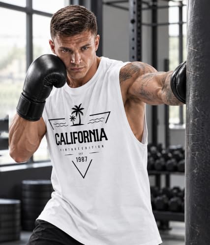 Image of SHODOX Men's 100% Cotton Tank Top | Round Neck Sleeveless Gym Vest | Loose Fit Casual Sportswear T-Shirt | Breathable & Lightweight Fitness Wear for Workout & Active Wear
