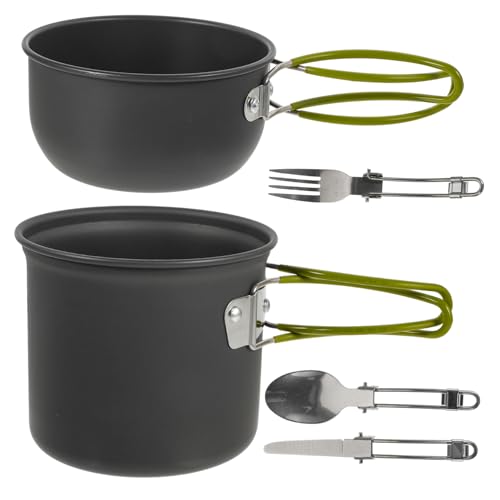 GANAZONO 1 Set 2 Pcs Camping Pot Camping Stove Propane Rice Cooker Cookware Portable Cool Mini Pan Camping Cooking Stove Camp Kettle Cooking Utensils Gadgets Pans Pots Silver Aluminum Alloy