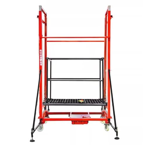 Carro elevador eléctrico, plataforma de andamio resistente con control remoto, elevador de carga automático móvil plegable para trabajo en interiores y exteriores, altura de elevación 5 m