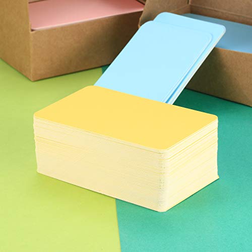 400 Pièces Carte Couleur, Flash Cards, Cartes de Papier Kraft Vierges Colorées, Carte Vierge de Carte Postale, Note Carte, Carte de Remerciement, Carte de Visite (Rose/Vert/Jaune/Bleu)