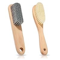 2 PCS Shoe Brushes, Shoe Scrubbing Brush with Wooden Handle Soft Bristle Cleaning Brushes for Cleaning Shoes, Clothes, and Countertops