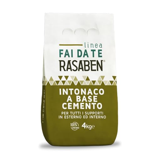 RASABEN - Intonaco a Base di Cemento per Ripristino di Intonaci, Finiture e Riparazioni, Ottima Elasticità e Lavorabilità, Resistente al Gelo, Uso Interno ed Esterno, Made in Italy, Sacco da 4kg