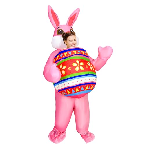 Rafalacy Costume de lapin de Pâques gonflable pour adulte - Œuf de Pâques - Costume amusant de lapin - Déguisement de Pâques