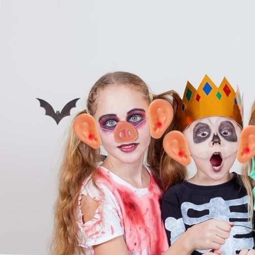 LiJuanWang 2 Stück Halloween Schweineohren,Riesige Falsche Ohren Schweineohr Pixie-Ohren Kind-lustige Geschenke,Für Halloween Und Cosplay Realistische Schweineohre