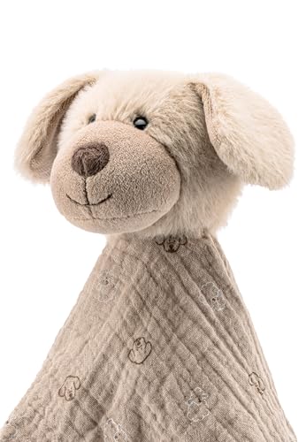 Sterntaler Schmusetuch L Hund Lucky - Baby Kuscheltuch aus leichtem Musselin - Baby und Kinder Schnuffeltuch mit niedlichen Hundekopf - Kuscheltier zum Greifen und Entdecken, sandfarben