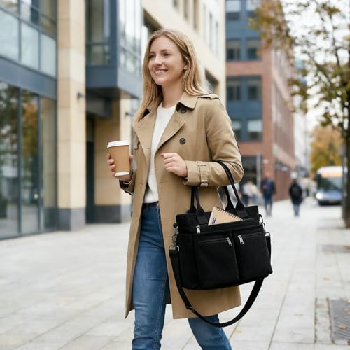 Bolso tote de pana para mujer con varios bolsillos miniatura 2