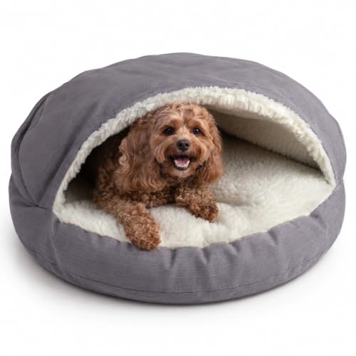 Image of Snoozer Cozy Cave Dog Bed, Round Covered Dog Bed, Heather Gray (S)