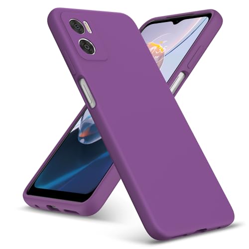 For Motorola E22 Case, Slim Liquid Silicone Shockproof [Anti-scratch] Armor Case, Protective Soft Rubber Gel Phone Case Cover For Motorola Moto E22 - Purple