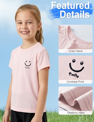 Image of Venzina Kids Solid Regular Fit T-Shirt for Boys & Girls| Quick-Dry Short Sleeve with Black Smiley Print|Air Vent Cool Fabric| Play & School Wear