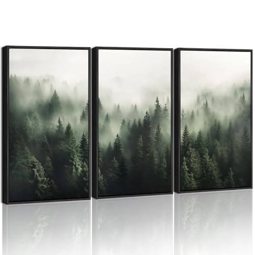 SHENIFY Green Fog Pine Tree Forest Canvas Wall Art 11x14in