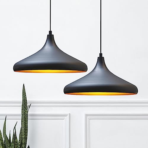 bamyum Champion Lot de 2 Suspension Luminaire Vintage, Lustre Salon de 35 cm, Lustre Cuisine en Métal, Lampe E27 Vintage pour Chambre, Suspension Luminaire...