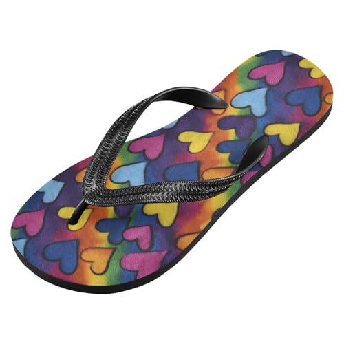 Flip Flop Sandals Colored Hearts Print for Women Men Beach Outdoor XS2