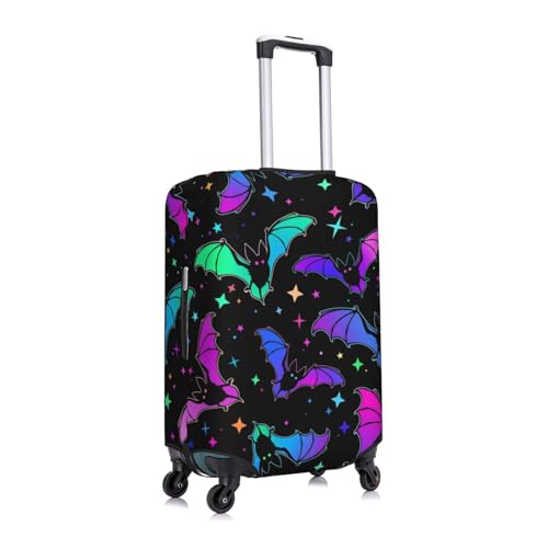 Colorful Bats Travel Luggage Cover Fits 18-32 Inch Luggage, Elastic Suitcase Cover Protector with Concealed Zipper for Wheeled Suitcase Travel Accessories3
