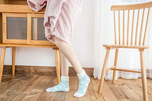 Fxaelian 2 Pairs Fleece Slipper Socks Fuzzy Fluffy Thermal Sleeping Winter Socks Women Teen Girls4