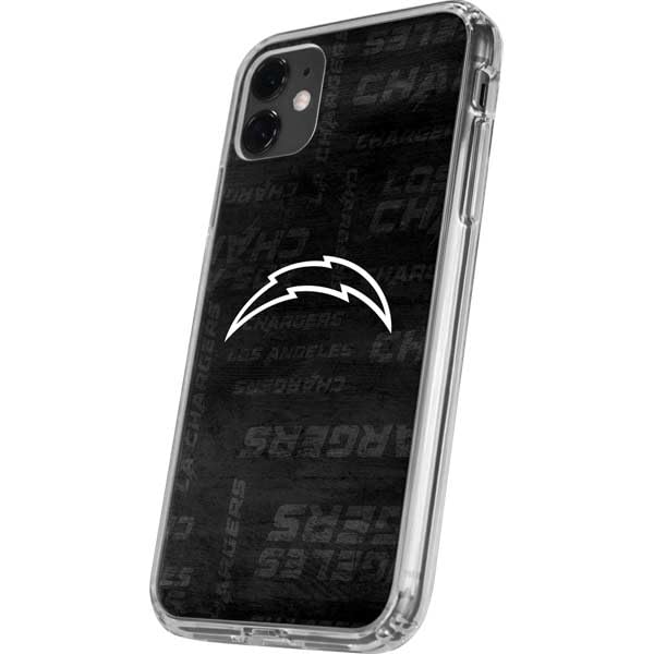 Skinit Clear Phone Case Compatible with iPhone 11 - Officially Licensed NFL Los Angeles Chargers Black & White Design
