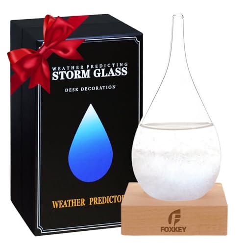 Storm Glass Weather Predictor Birthday Gifts Snow Globe Drop-Shaped Weather Forecast Bottle Unique Fashion Home Decor Weather Gifts for Men Women (S)
