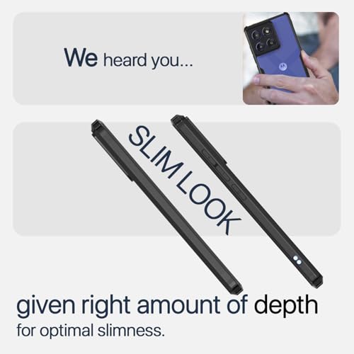 Image of Pikkme Back Cover for Moto Edge 60 Stylus 5G | Ultra Hyrbid | Full Camera Protection | Raised Edge | Crystal Clear Transparent Bumper Case (Black)
