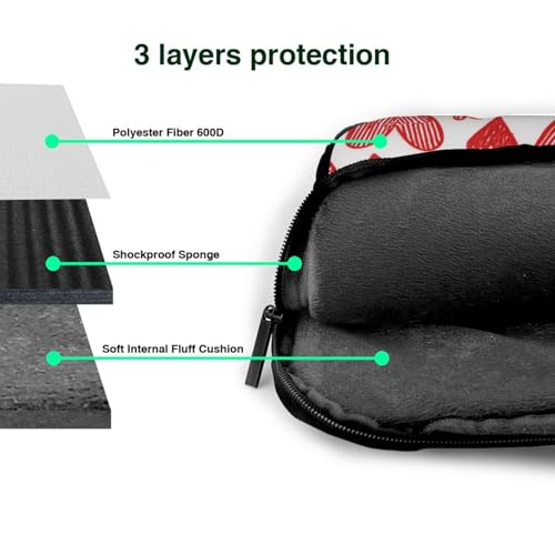 Sac pour ordinateur portable 15,6 rouge pochette PC cœurs - 5